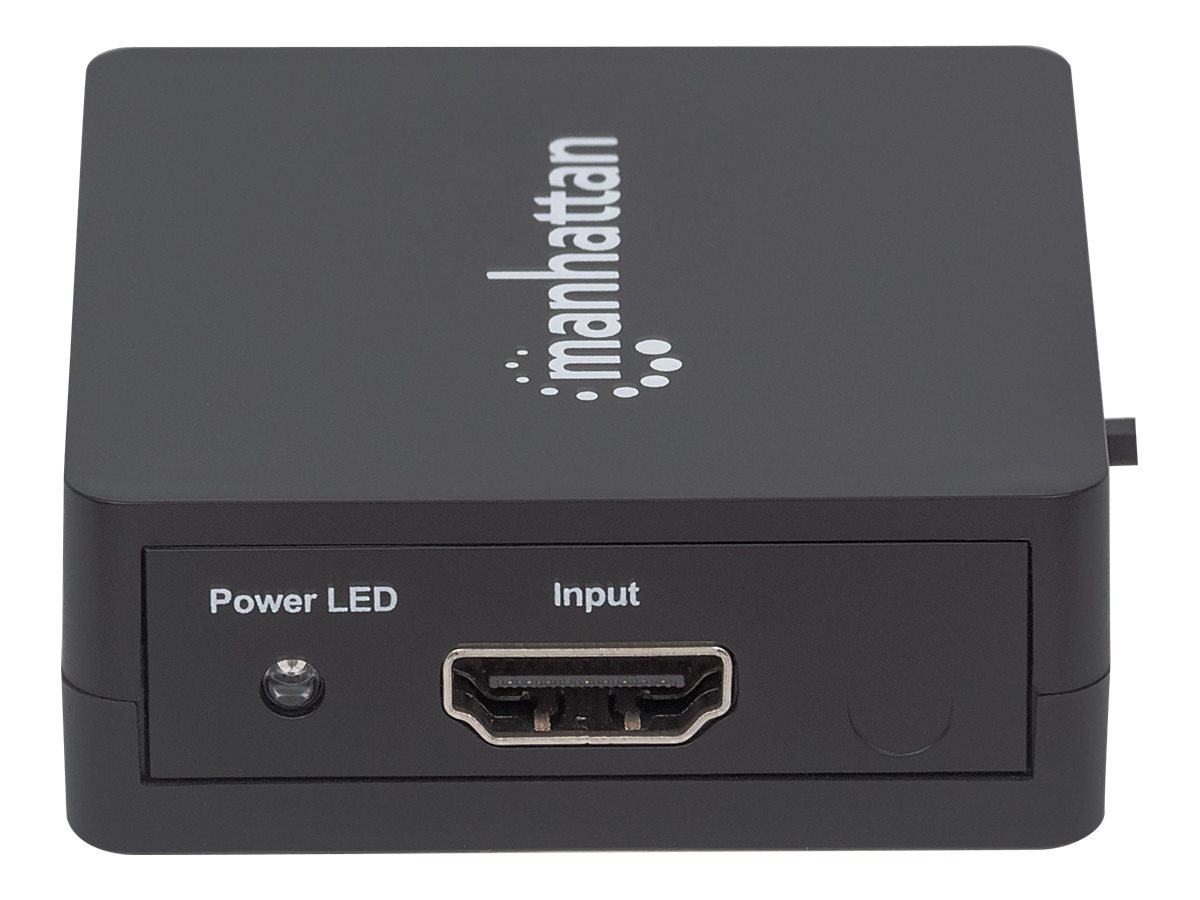 Manhattan HDMI Splitter 2-Port , 1080p, Black, Displays output from x1 HDMI source to x2 HD displays (same output to both displays)USB-A Powered (cable included - 0.7m) -  - Retail Box - Video-/Audio-