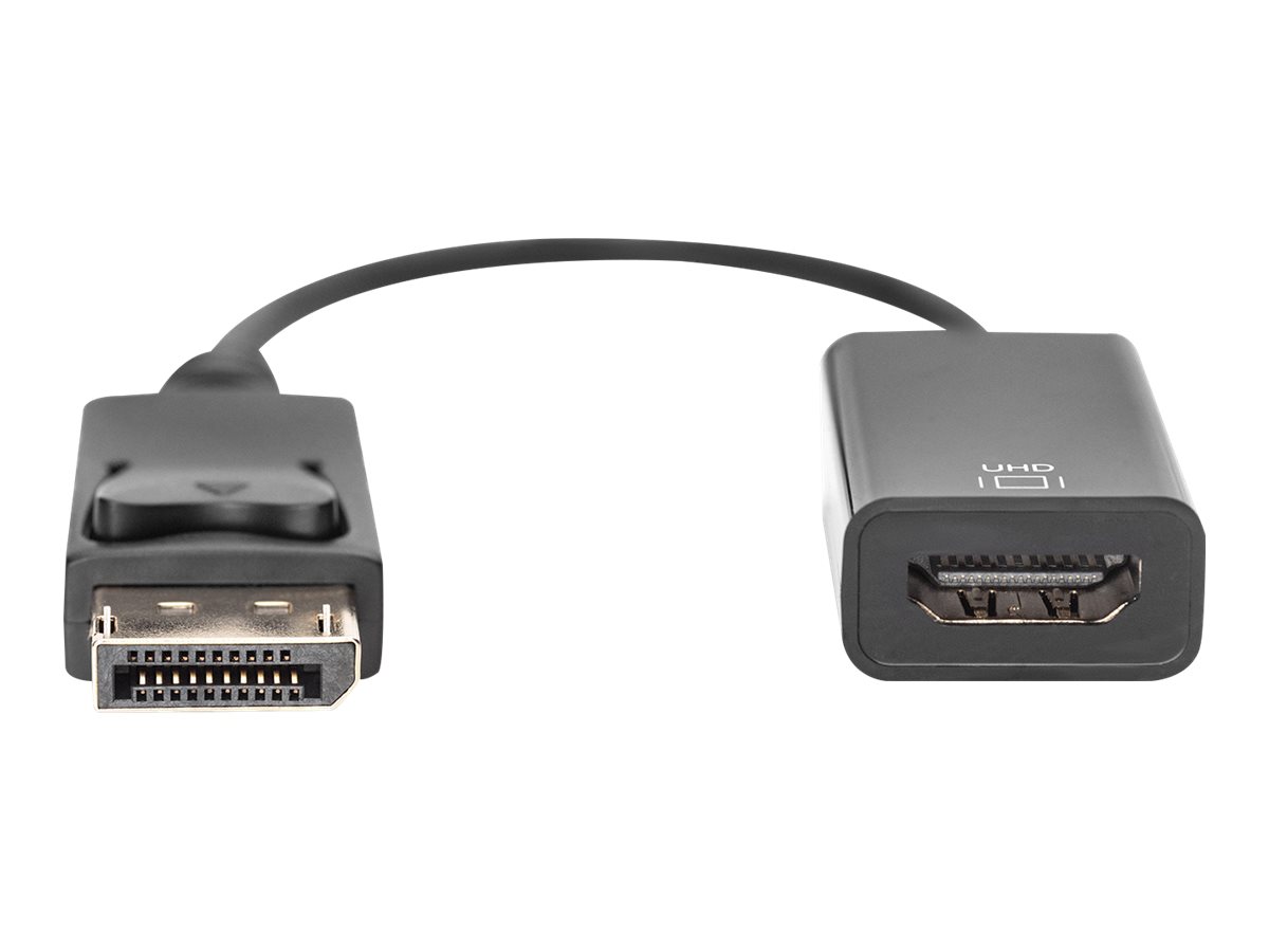 DIGITUS Aktiver DisplayPort Adapter / Konverter, DP auf HDMIDisplayPort Adapterkabel - Typ DP - HDMI A St/Bu,0.2m,m/Verrieg.,UHD 4K,HDMI 2.0 - act,gold,sw