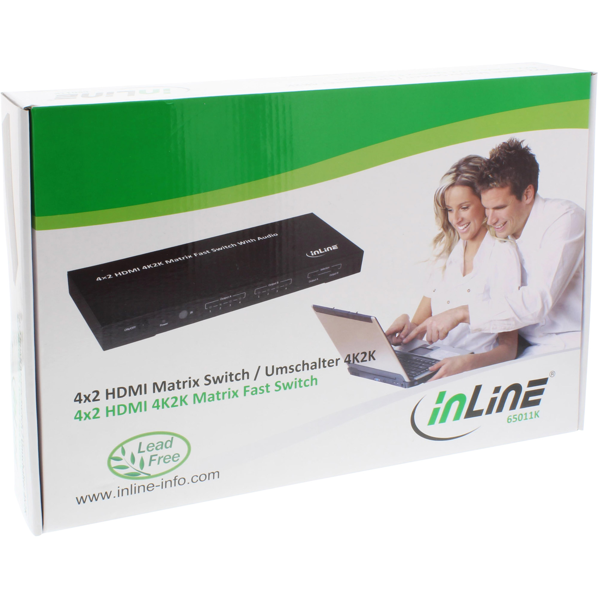 InLine HDMI Matrix Switch / Umschalter - 4K2K - 4 Eingänge auf 2 Ausgängeto 2 Output ports - Video/Audio-Schalter - Desktop