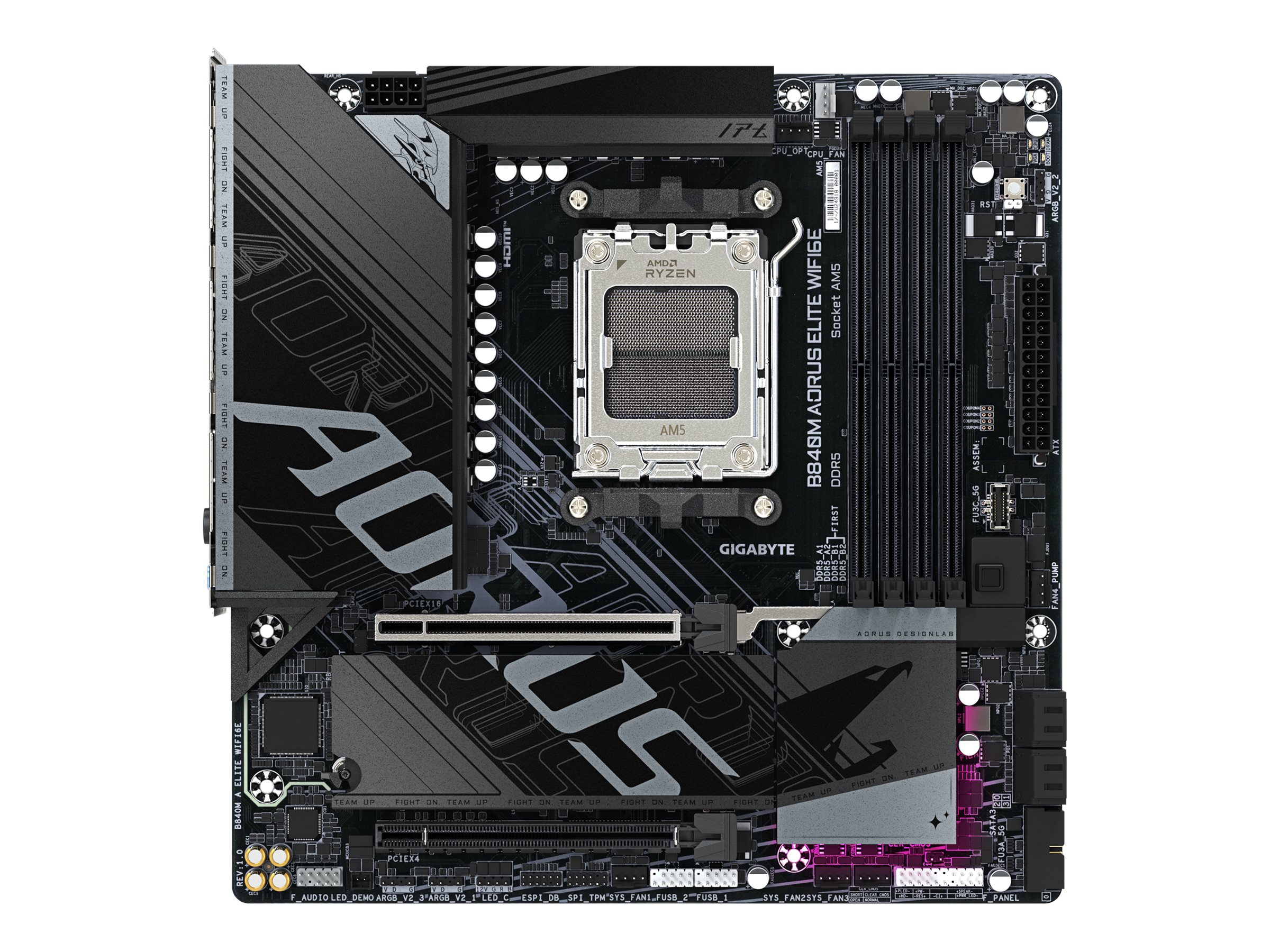 Gigabyte AORUS B840M ELITE WIFI6E - Motherboard - micro ATX - Socket AM5 - AMD B840 Chipsatz - USB 3.2 Gen 2, USB-C 3.2 Gen 1, USB 3.2 Gen 1 - Wi-Fi 6E, 2.5 Gigabit LAN, Bluetooth - Onboard-Grafik (CP