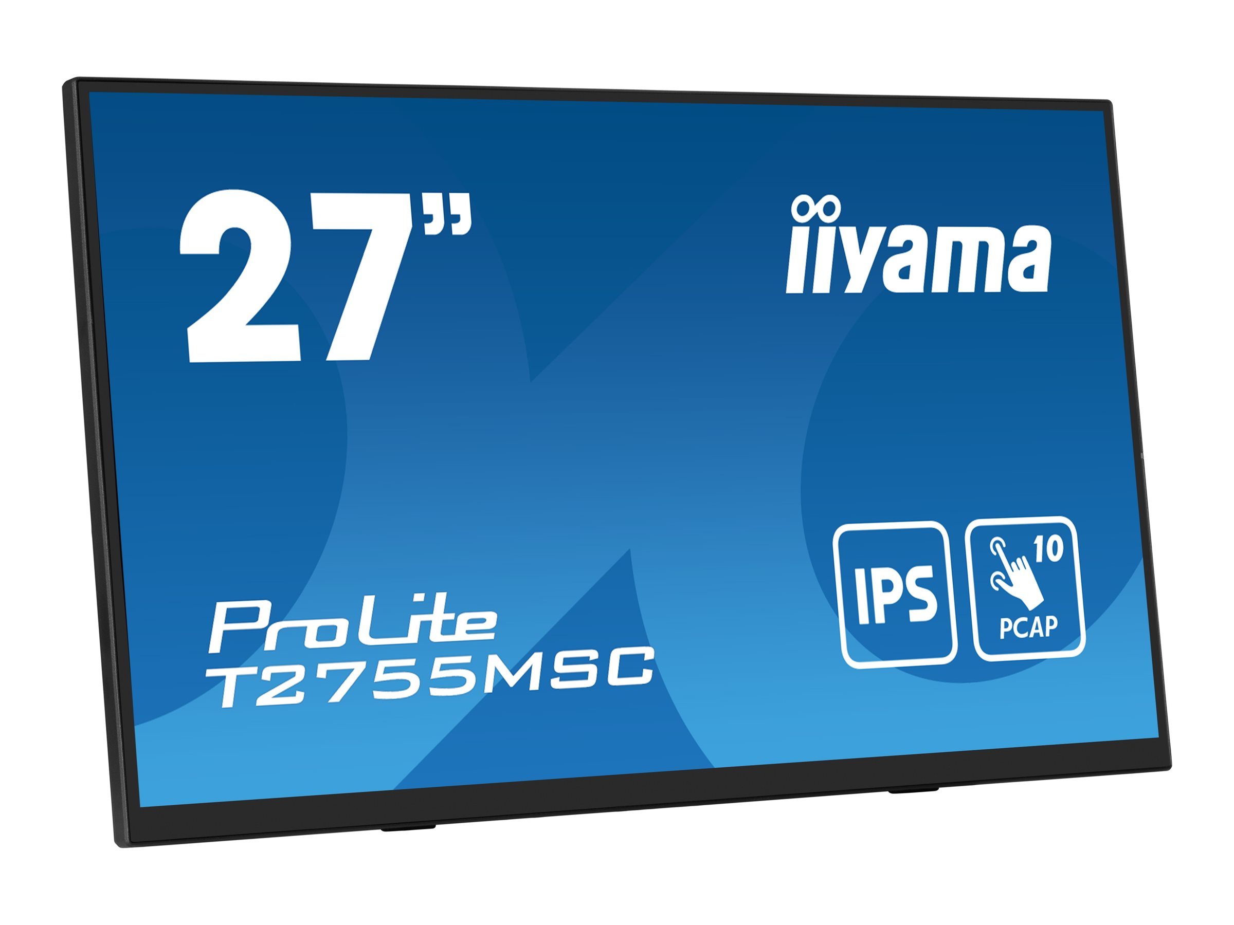 Iiyama ProLite T2755MSC-B1 - LED-Monitor - 68.6 cm (27")Touchscreen - 1920 x 1080 Full HD (1080p) @ 60 Hz - IPS - 400 cd/m² - 1000:1 - 5 ms - HDMI - DisplayPort - Lautsprecher - Schwarz - Matte