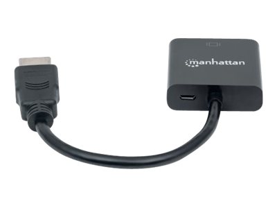 Manhattan HDMI to VGA Converter cable, 1080p, 30cm, Male to Female, Micro-USB Power Input Port for additional power if needed, Black, , Polybag - Videoadapter - HDMI männlich zu HD-15 (VGA)weiblich -