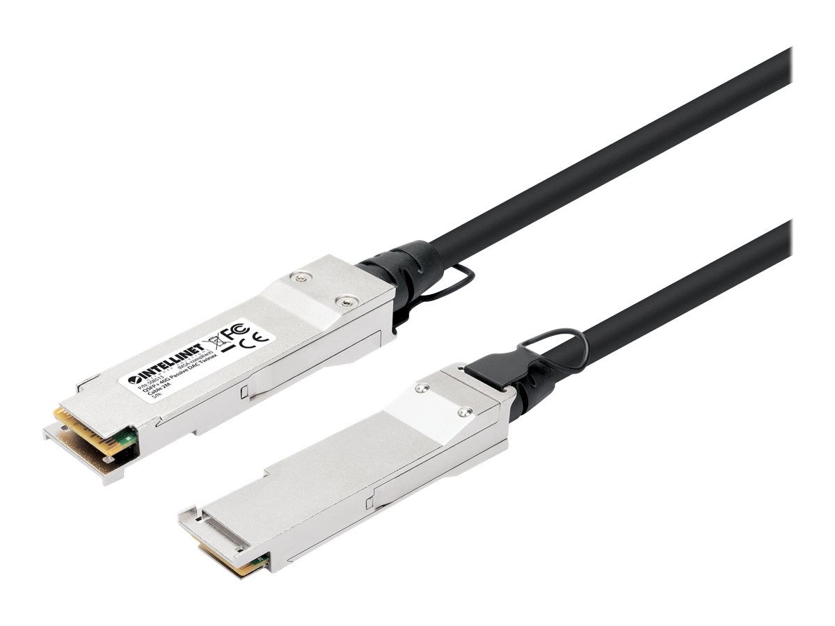 Intellinet 40GBase Direktanschlusskabel - QSFP+ (M)zu QSFP+ (M) - 2 m - twinaxial - passiv - geringe Latenz - bis zu 40 Gbps Datentransferrate - 40-Gigabit-Ethernet - Schwarz