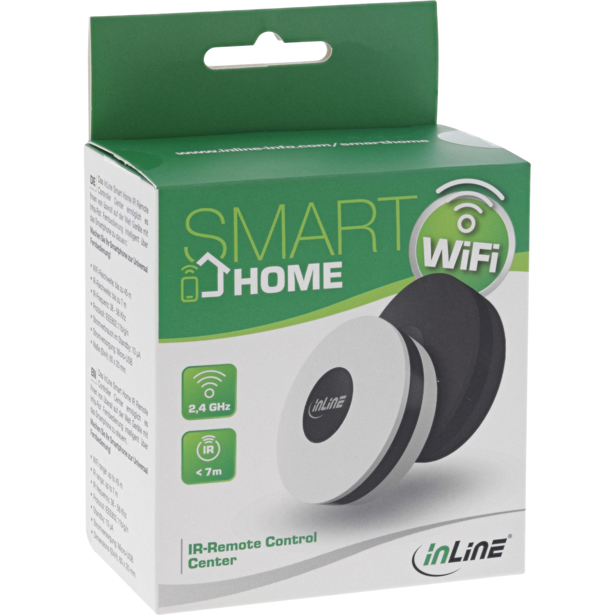 InLine SmartHome IR Remote Control Center - schwarzSteuerung - kabellos - 802.11b/g/n - Infrarot - 36 - 56 Khz - Schwarz