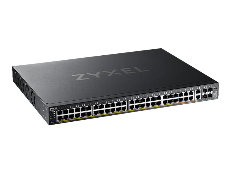 ZyXEL XGS2220 Series XGS2220-54HP - Switch - 48 Port GbE L3 Access, NebulaFLEX Cloud, mit 6 10G Uplink - managed - 40 x 10/100/1000 (PoE+)+ 8 x 10/100/1000 (PoE++) + 2 x 1/2.5/5/10 (PoE++) + 4 x 10 Gi