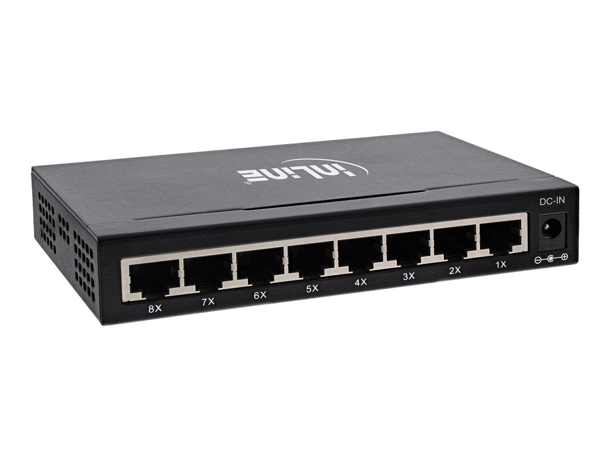 InLine 8-Port Gigabit Switch - 1 Gb/s - Desktop - Metallgehäuse - lüfterlosp