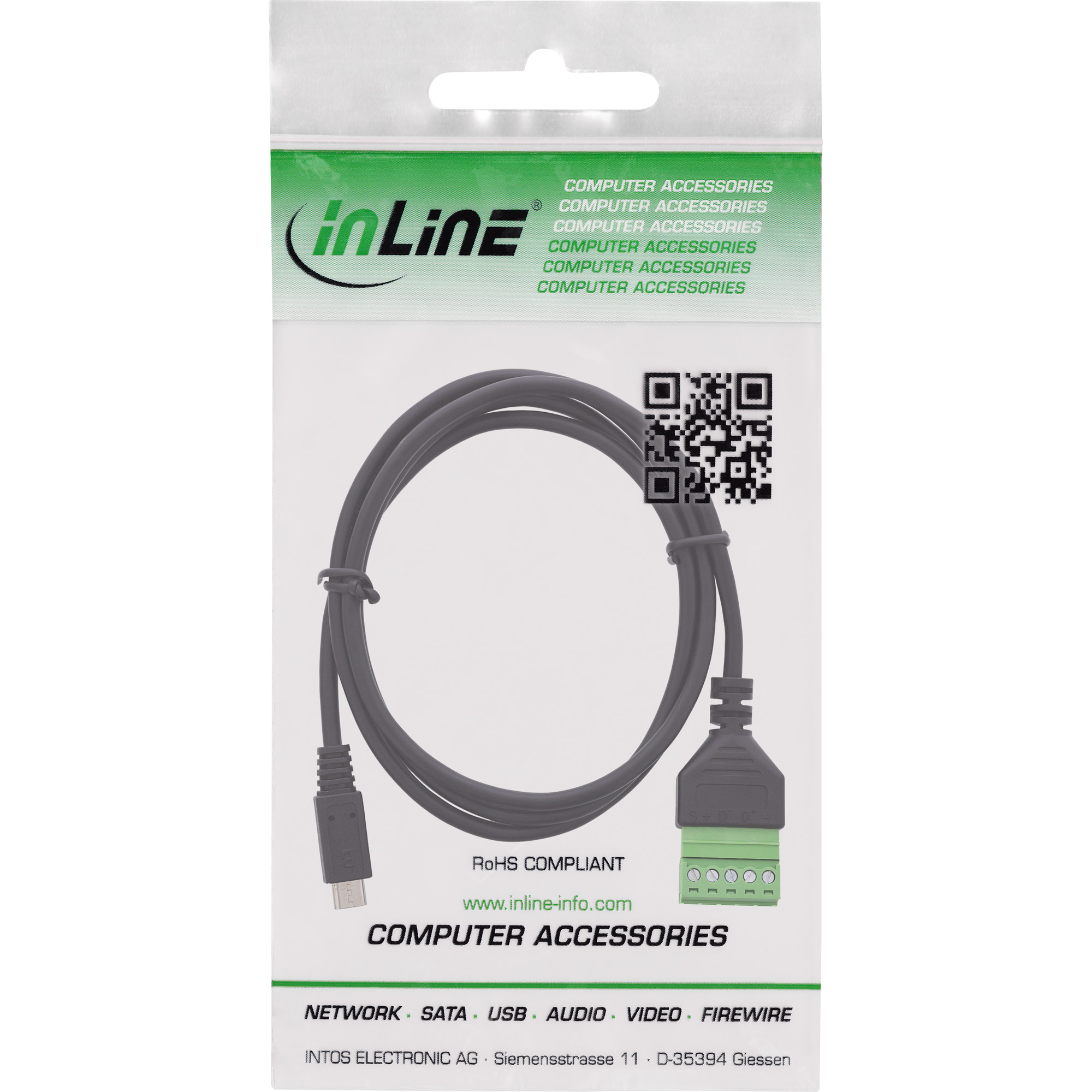 InLine Micro USB Stecker an Terminalblock - 5-polig - mit Kabel1 m - 5-polig