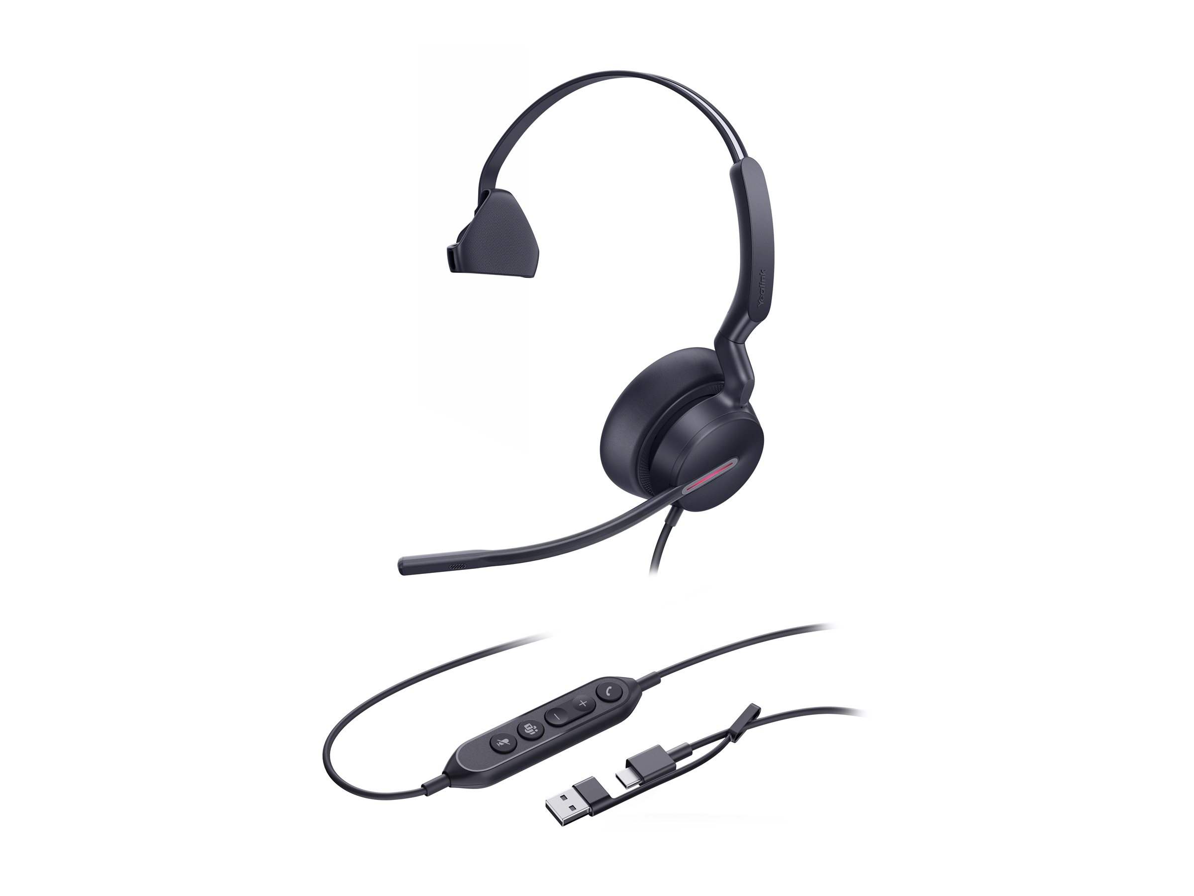 Yealink UH46 Mono - Headset - On-Ear - kabelgebundenUSB-A - USB-C - Zertifiziert für Microsoft Teams