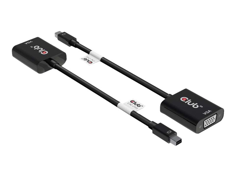 Club 3D MiniDisplayPortauf VGA Aktiver Adapter St./B schwarzzu HD-15 (VGA) (W) - DisplayPort 1.1a - 22.86 cm - 1080p-Unterstützung - aktiv - 1920 x 1200 (WUXGA) Unterstützung - Schwarz
