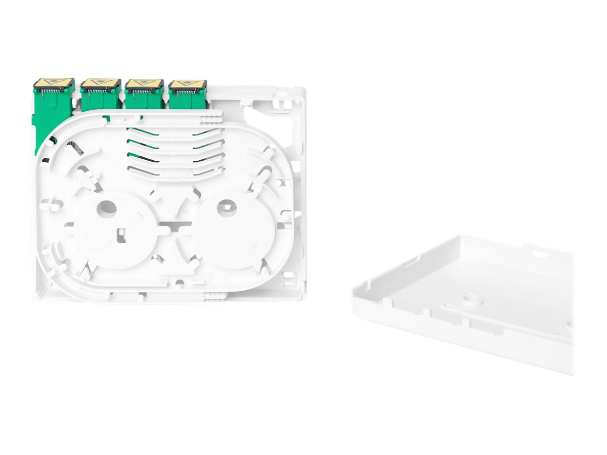 DIGITUS FTTH Gehäuse mit 4 x SC SX Kupplungfür Wandmontage - DIN schienenmontierbar - SC/APC x 4