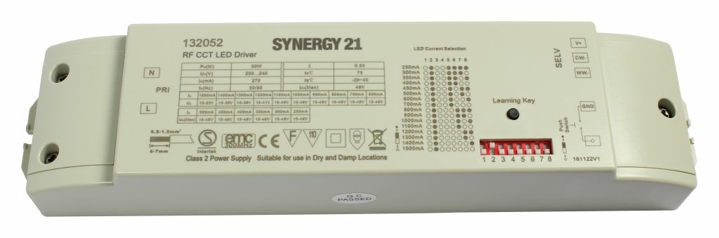 Synergy 21 S21-LED-SR000172, Weiß, -20 - 50 °C, IP20, 30 W, 200 - 240 V, 210 mmController EOS 05 2-Kanal Controller+Netzteil CC dual white (CCT) 30W