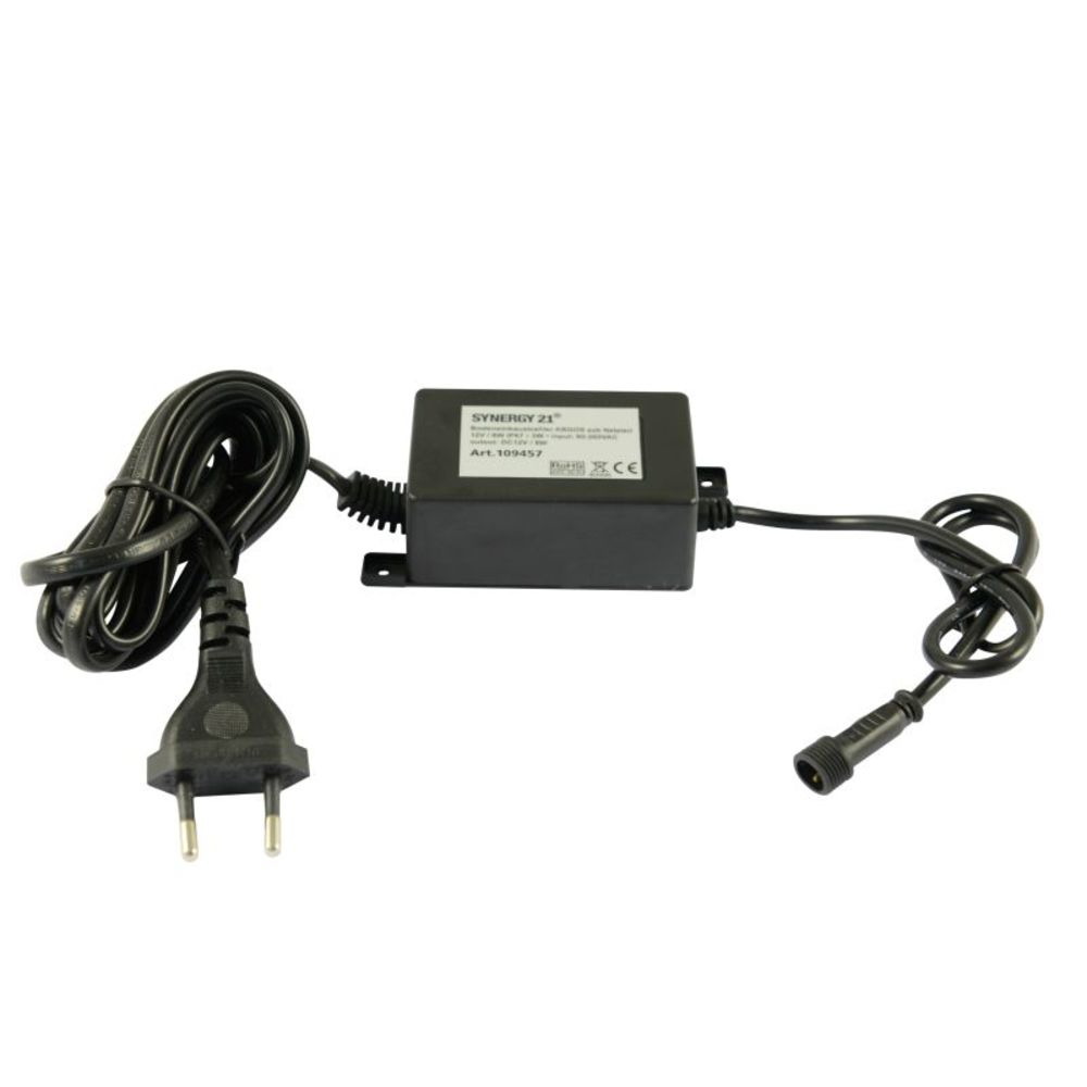 Synergy 21 S21-LED-L00043, Beleuchtungsstromversorgung, Schwarz, IP67, 90-250, 12 V, 7,1 cm, 46 mmBodeneinbaustrahler ARGOS zub Netzteil 12V / 8W - IP67
