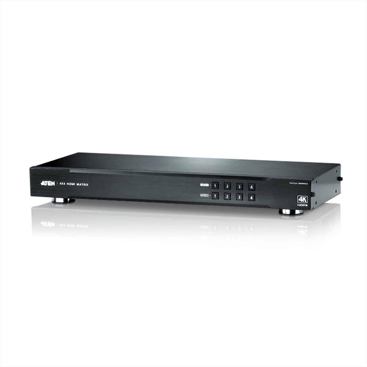 ATEN 4x4 4K HDMI Matrix Switch, AV-Matrix-Umschalter, 10,2 Gbit/s, 340 MHz, 4096 x 2160 Pixel, Schwarz, Metall4x4 4K HDMI Matrix Switch