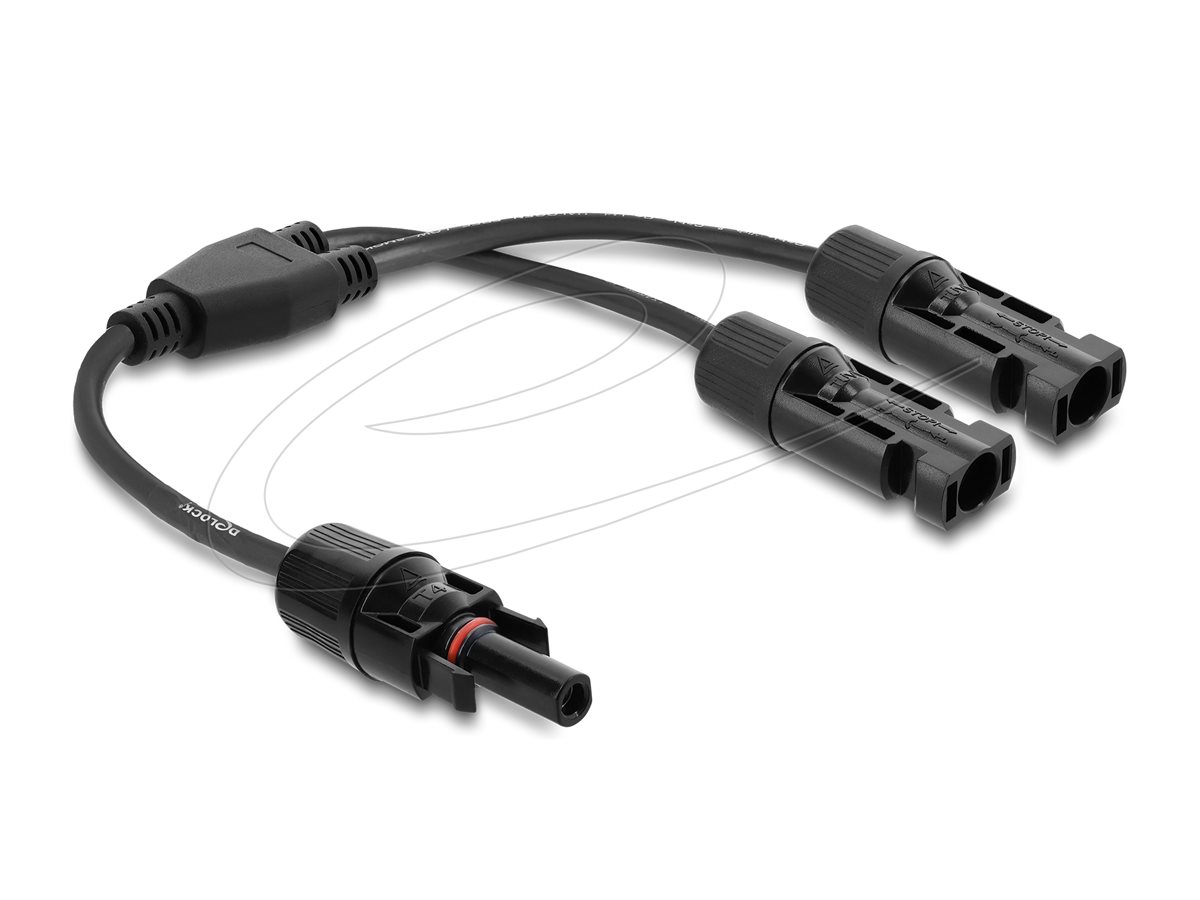 Delock Solarkabel - DL4 (W) zu DL4 (M) - 1000V - 30 cm - Einklipsen - Schwarz