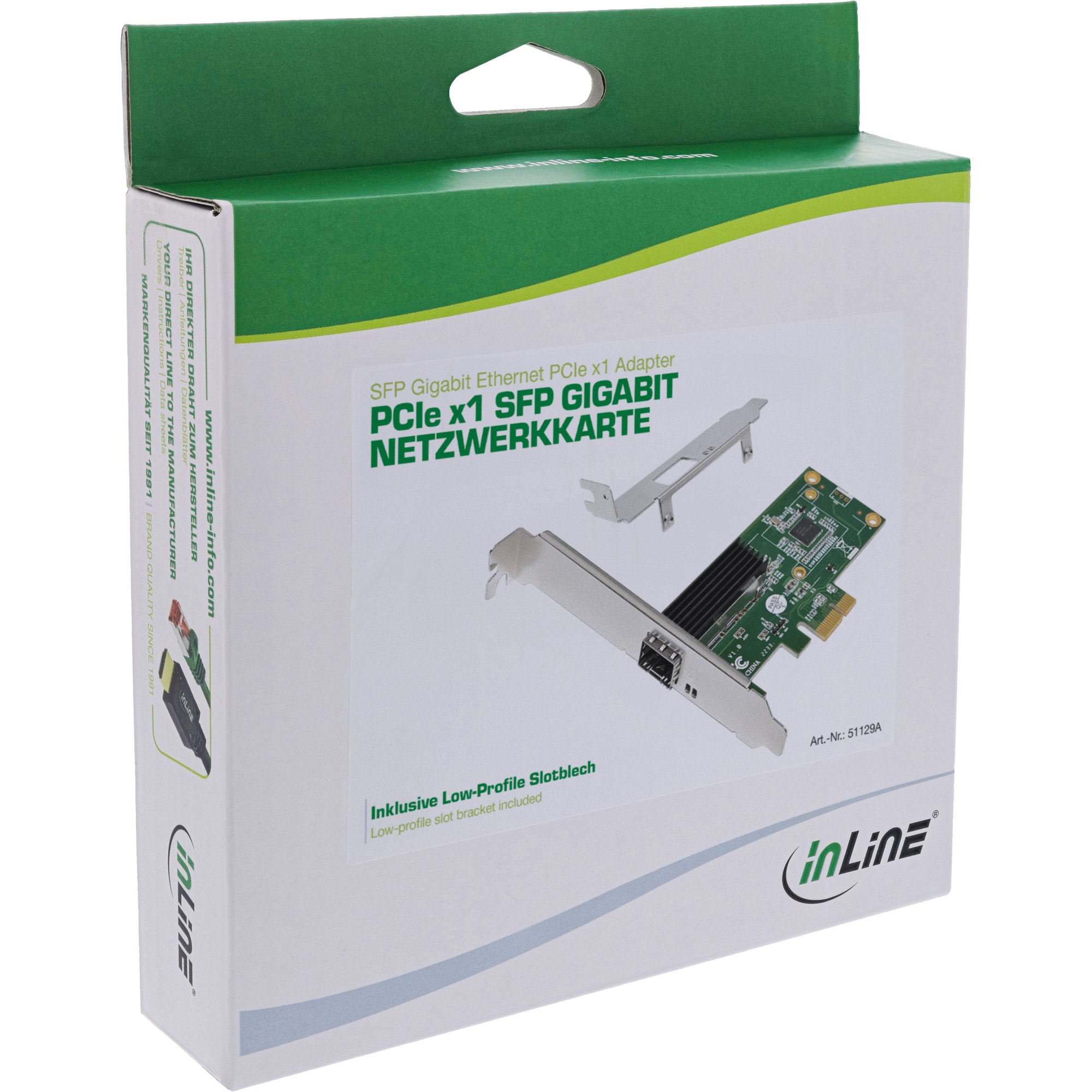 InLine Gigabit Netzwerkkarte - 1x SFP - PCIe x1 - inkl. low profile SlotblechGigabit SFP x 1