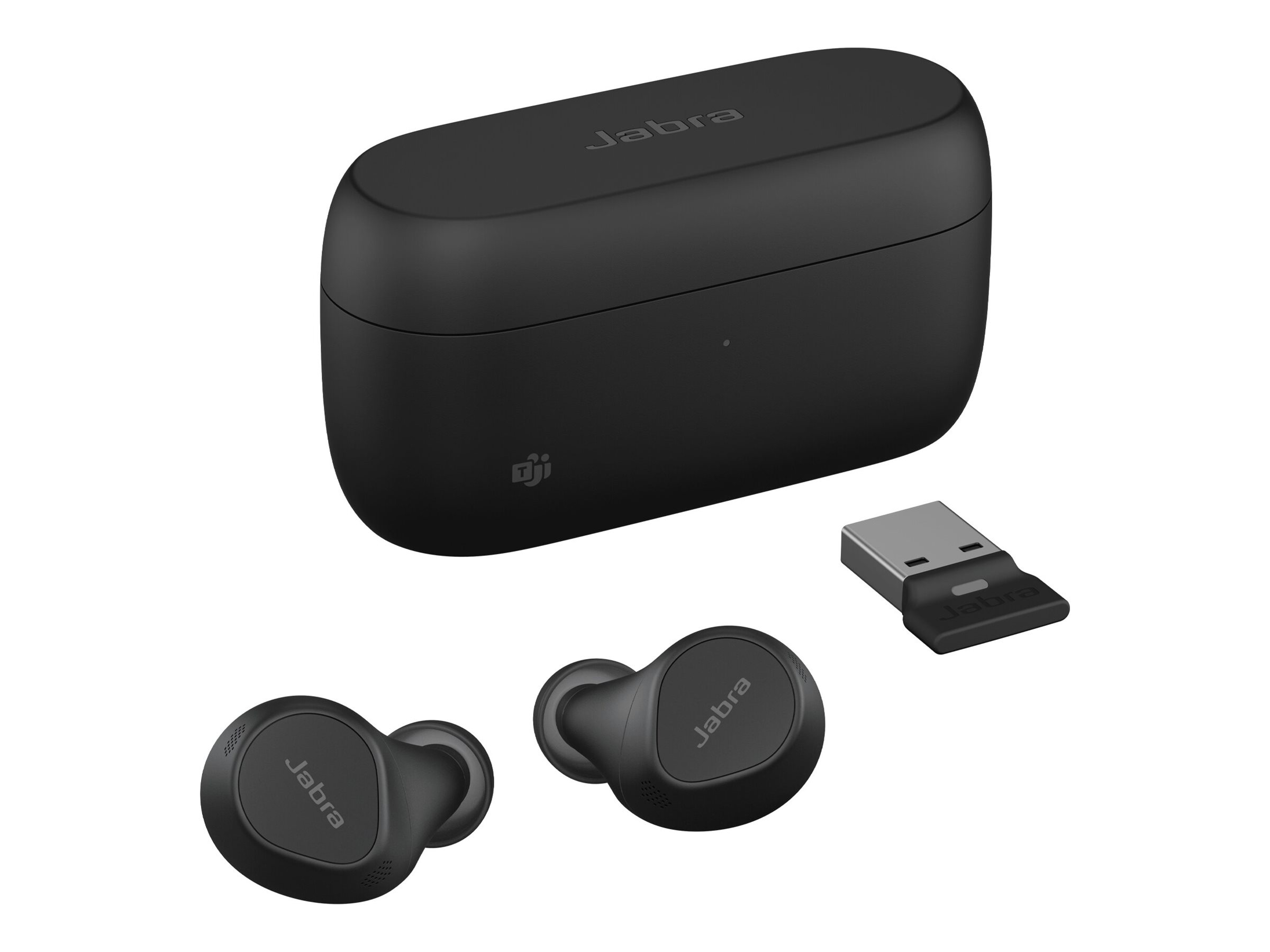 Jabra Evolve2 Buds MS - True Wireless-Kopfhörermit Mikrofon - im Ohr - Bluetooth - aktive Rauschunterdrückung - USB-A über Bluetooth-Adapter - Geräuschisolierung - Schwarz - Zertifiziert für Microsoft