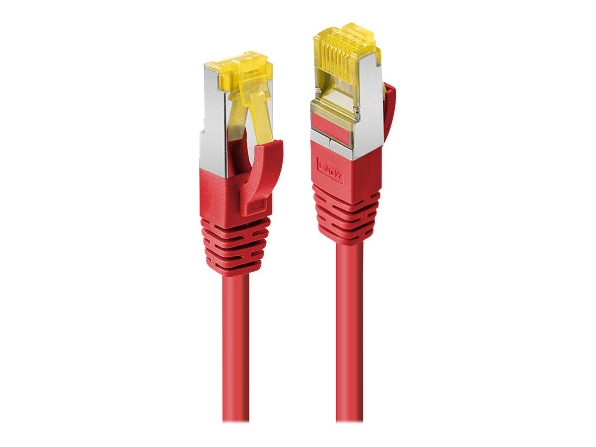 Lindy Patch-Kabel - RJ-45 (M) zu RJ-45 (M)30 cm - SFTP - PiMF - CAT 7 (Kabel) / CAT 6a (Anschlüsse) - halogenfrei - ohne Haken - Rot