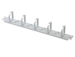 DIGITUS Kabelrangierpanel mit Kabelführungsbügeln für 483 mm (19")-Schränke, 1HE1HE Kabelrangierpanel 5x Kabelringe 40x60 mm - Farbe grau (RAL 7035)
