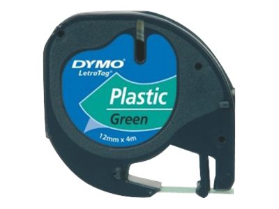 Dymo LetraTAG - Kunststoff - Schwarz auf Grün - Rolle (1,2 cm x 4 m)1 Kassette(n) Band - für LetraTag LT-100H - LT-100T