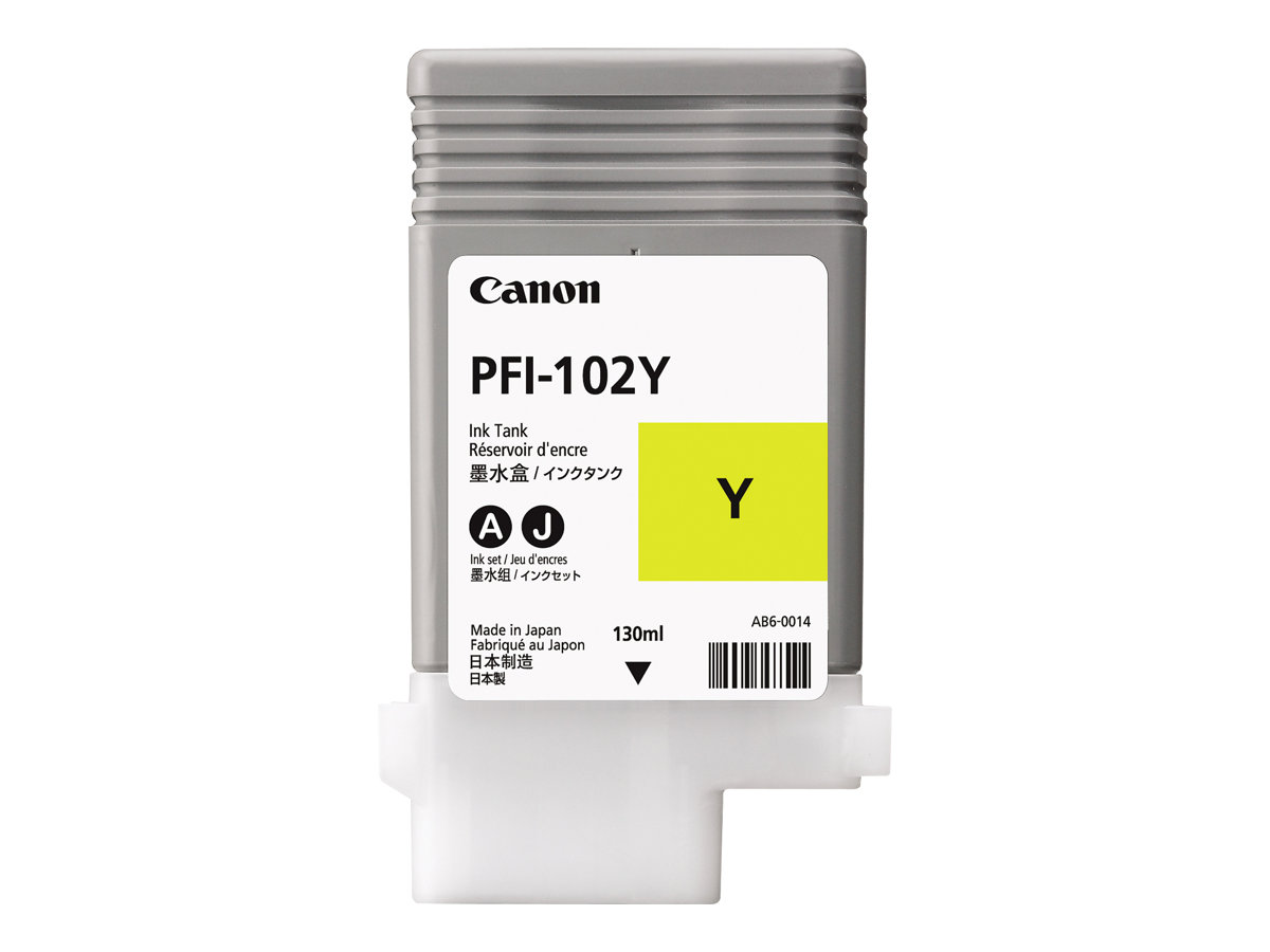 Canon PFI-102 Y - 130 ml - Gelb - originalTintenbehälter - für imagePROGRAF iPF510 - iPF610 - iPF650 - iPF655 - iPF720 - iPF750 - iPF755 - iPF760 - iPF765