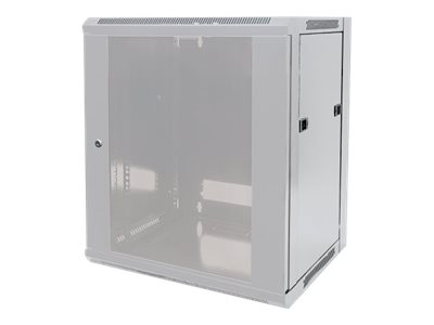 Intellinet Network Cabinet, Wall Mount (Standard), 9U, Usable Depth 260mm/Width 510mm, Grey, Flatpack, Max 60kg, Metal & Glass Door, Back Panel, Removeable Sides, Suitable also for use on desk or floo