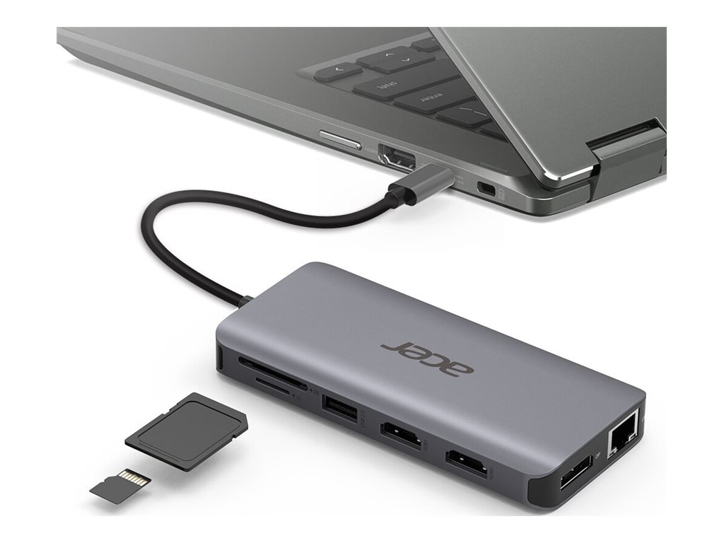 Acer 12-In-1 Type-C Adapter - DockingstationUSB-C - 2 x HDMI - DP - 1GbE - für Chromebook 51X; Extensa 15; Predator Helios 300; Predator Triton 300; TravelMate Spin B3