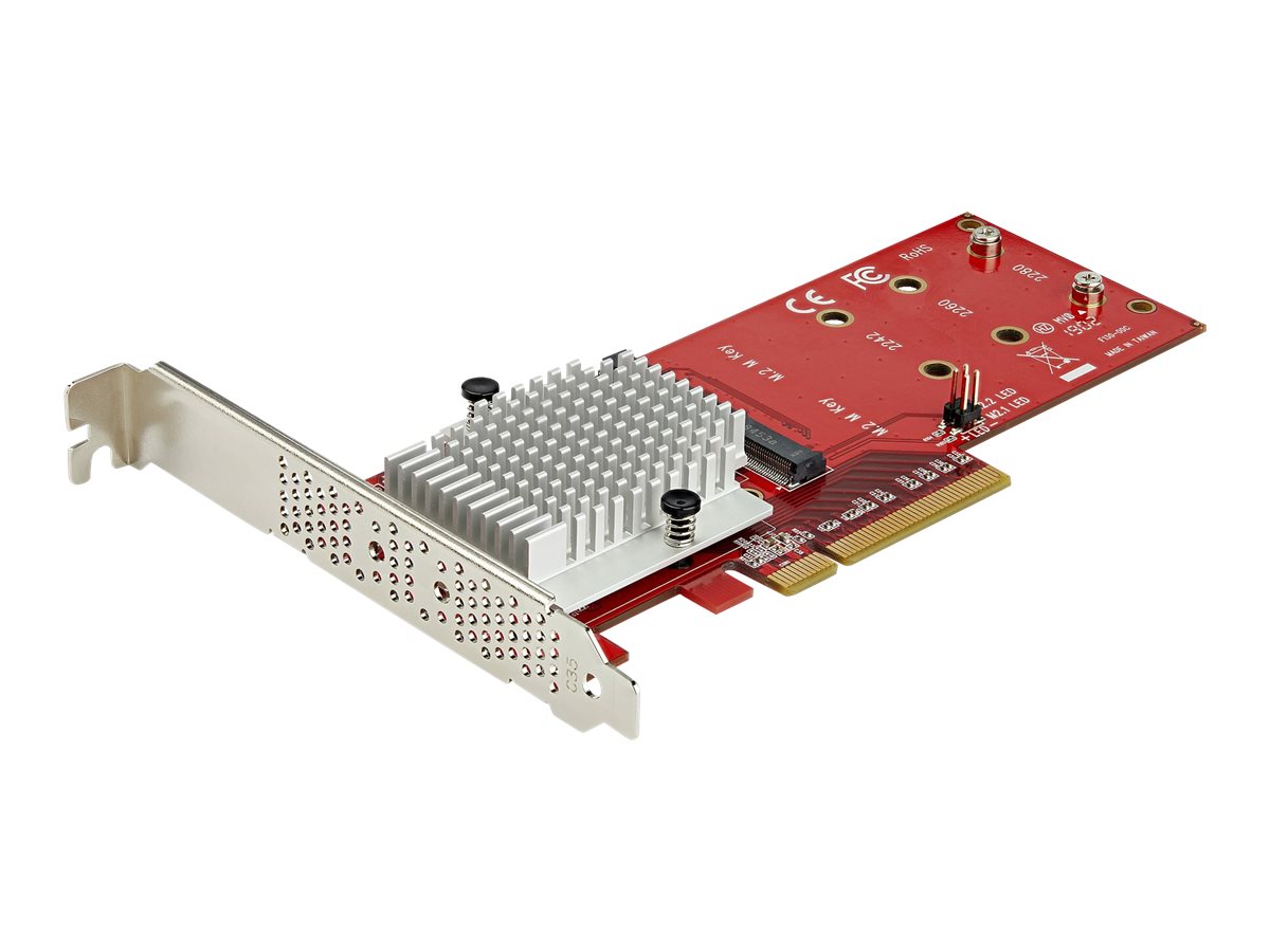 StarTech.com Dual M.2 PCIe SSD Adapter Karte - x8 / x16 Dual NVMe oder AHCI M.2 SSD zu PCI Express 3.0 - M.2 NGFF PCIe (M-Key)kompatibel - Unterstützt 2242 - 2260 - 2280 - JBOD - Mac & PC (PEX8M2E2) -