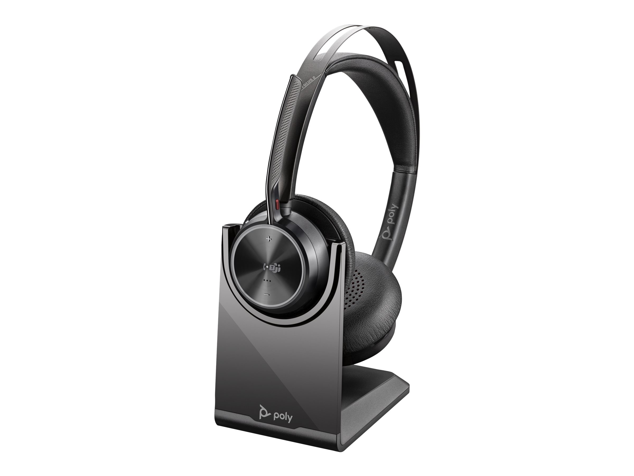 Poly HP Poly Voyager Focus 2 - Headset - On-EarBluetooth - kabellos - aktive Rauschunterdrückung - USB-C über Bluetooth-Adapter - USB-A über Bluetooth-Adapter - Schwarz - mit Ladestation - Zoom-zertif