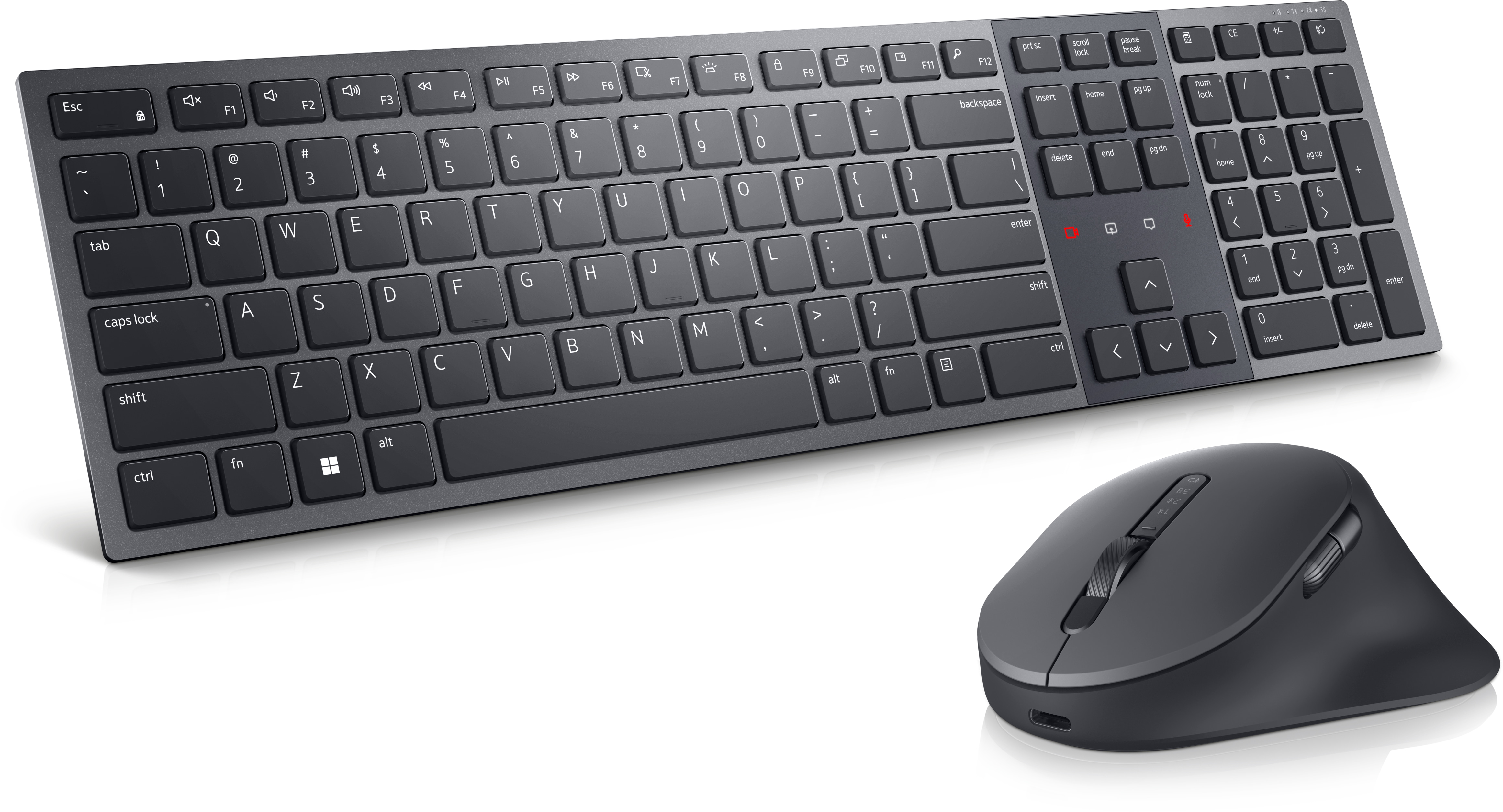 EMC Dell Pro Premium Collaboration KM900 - Tastatur-und-Maus-Set Zusammenarbeit - hinterleuchtet - kabellos - 2.4 GHz - Bluetooth 5.1 - QWERTY - US International - Graphite - mit 3 years NBD Advance E