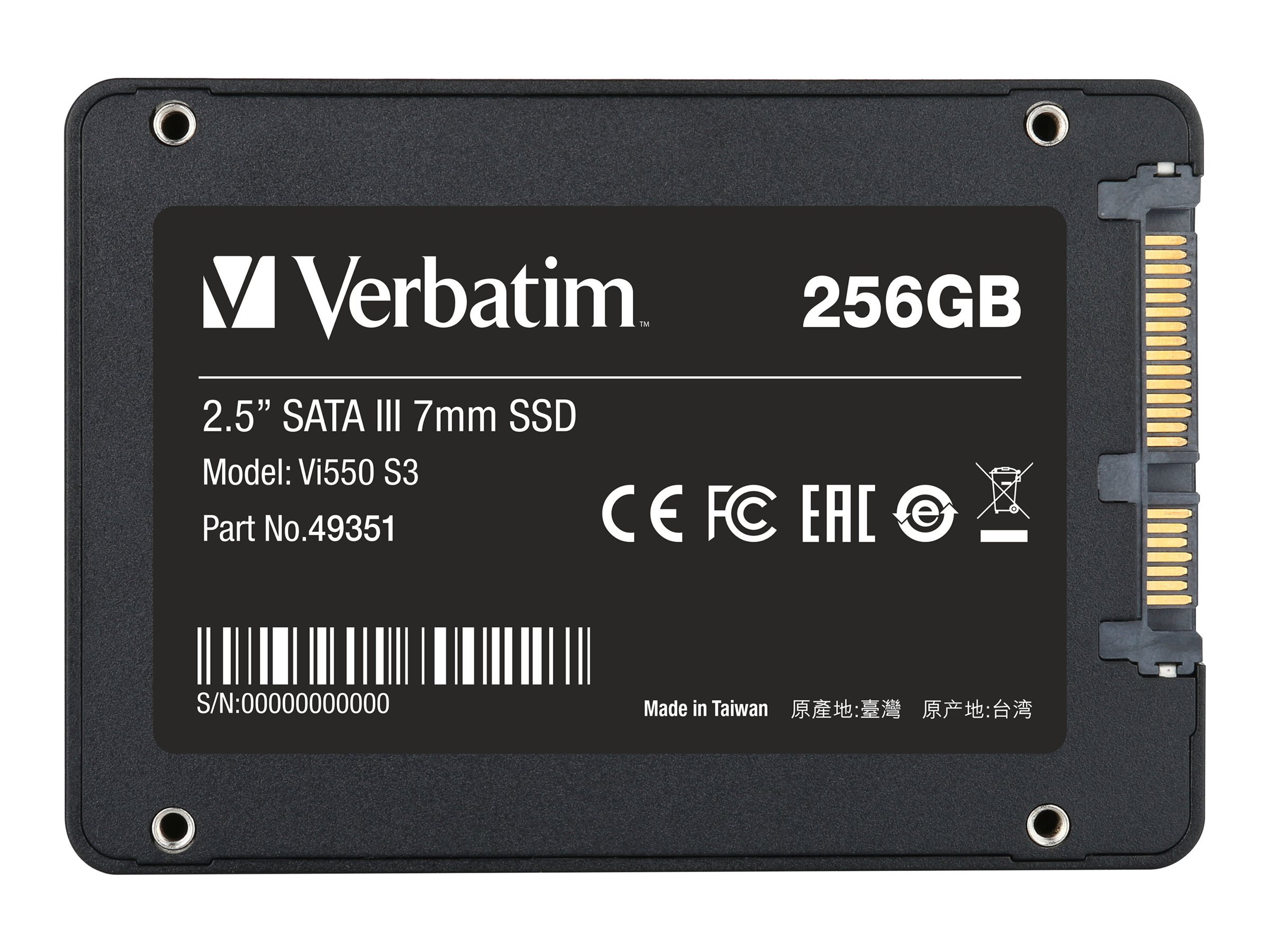 Verbatim Vi550 - SSD - 256 GB - intern - 2.5" (6.4 cm)SATA 6Gb/s