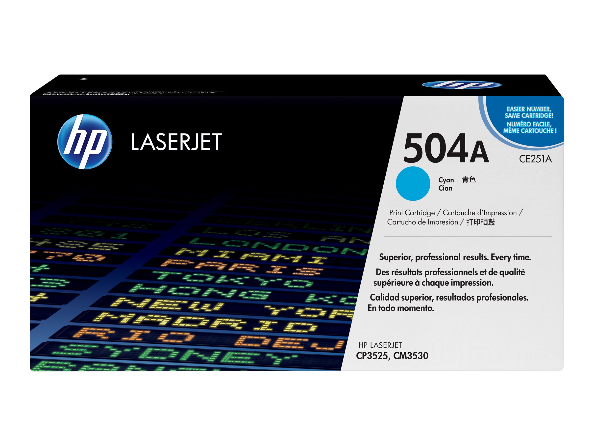 HP 504A - Cyan - original - LaserJet - Tonerpatrone (CE251A)für Color LaserJet CM3530 MFP - CM3530fs MFP - CP3525 - CP3525dn - CP3525n - CP3525x