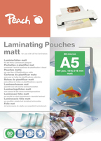 Peach Laminierfolie A5 | 80 mic | 100 St. | matt | beschreibbar | Premiumqualität für beste Laminierergebnisse | geeignet für alle Laminiergeräte | S-PP580-30, Transparent, Matt, A5, 0,08 mm, 154 mm,