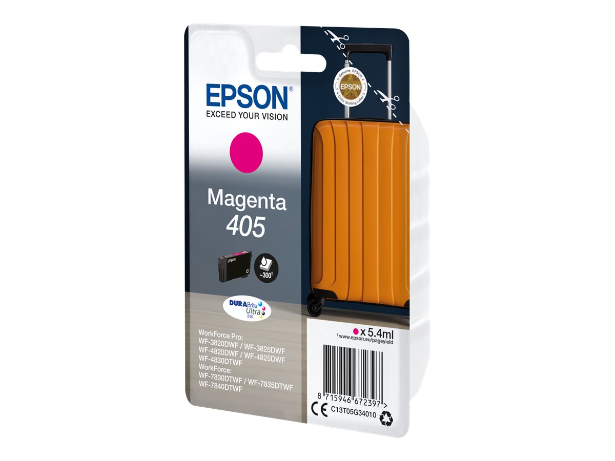 Epson 405 - 5.4 ml - Magenta - original - Blistermit RF- / akustischem Alarmsignal - Tintenpatrone - für WorkForce WF-7310 - 7830 - 7835 - 7840; WorkForce Pro WF-3820 - 3825 - 4820 - 4825 - 4830