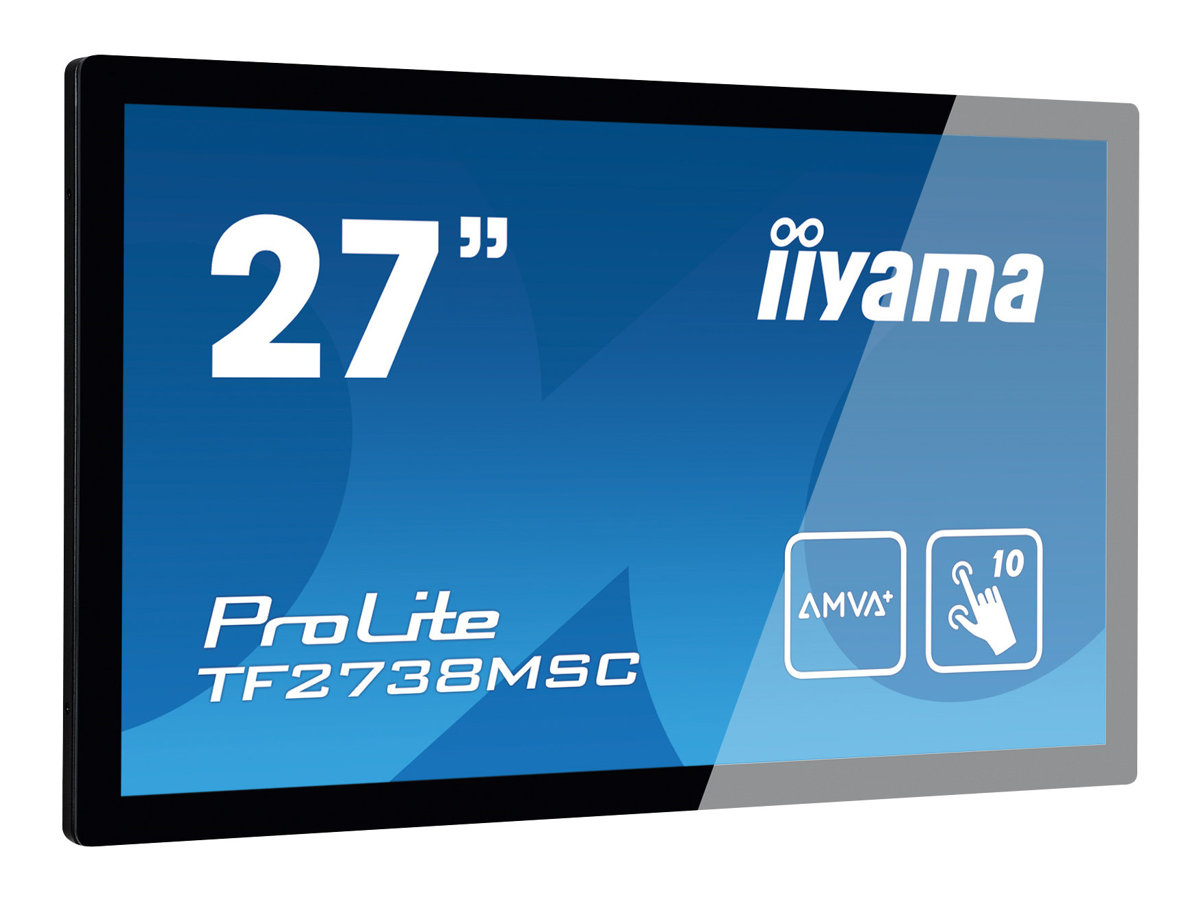 Iiyama ProLite TF2738MSC-B2 - LED-Monitor - 69 cm (27")offener Rahmen - Touchscreen - 1920 x 1080 Full HD (1080p) @ 60 Hz - A-MVA+ - 300 cd/m² - 3000:1 - 5 ms - HDMI - DVI - DisplayPort - Lautsprecher