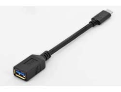 DIGITUS USB-C - USB-A Adapter / Konverter, OTG, 0,15mUSB 3.0 - 15 cm - geformt - Schwarz