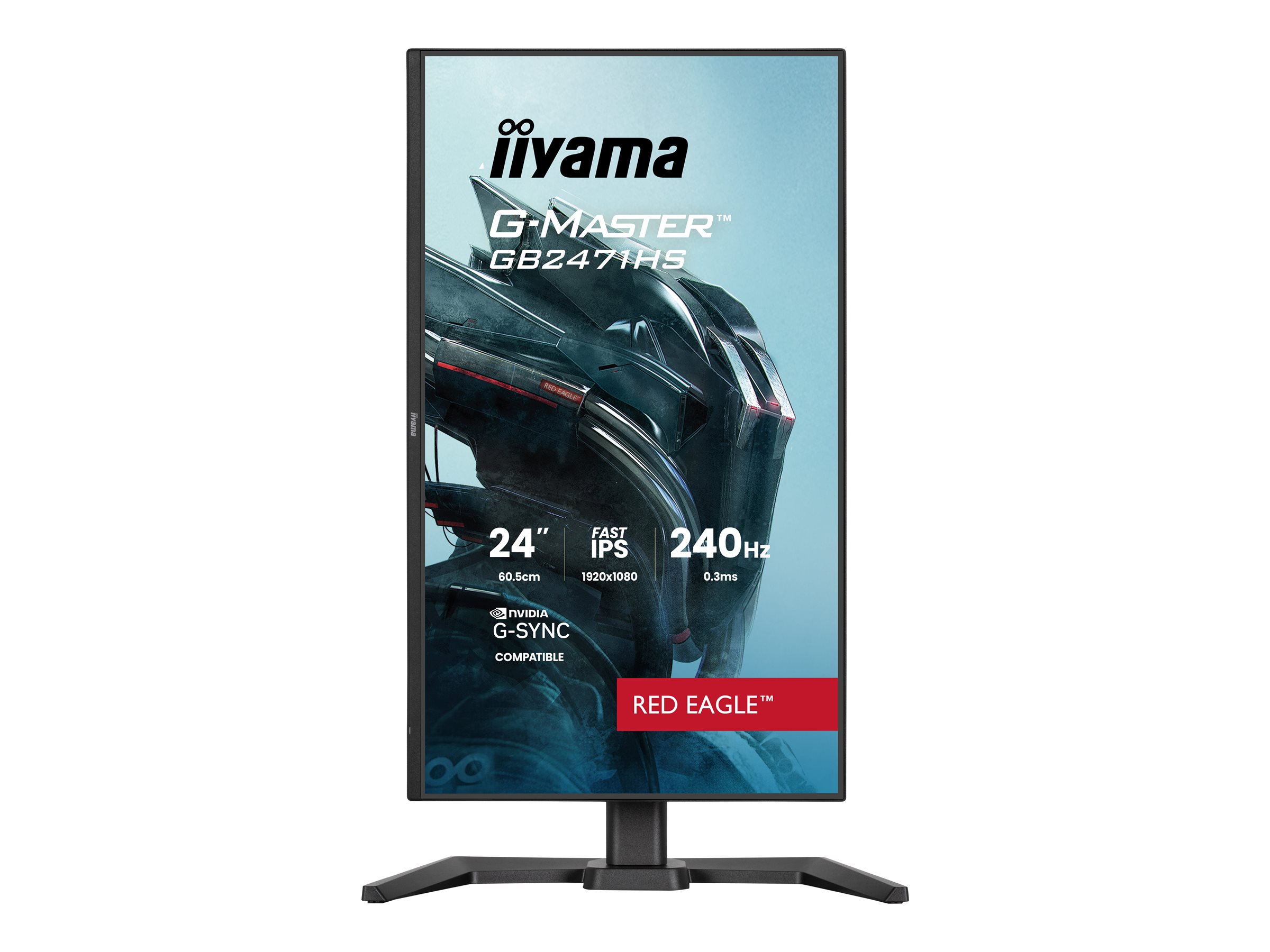 Iiyama G-MASTER Red Eagle GB2471HS-B1 - LED-Monitor - Gaming - 61 cm (24")1920 x 1080 Full HD (1080p) @ 240 Hz - Fast IPS - 350 cd/m² - 1000:1 - 0.3 ms - HDMI - DisplayPort - Lautsprecher - Schwarz -