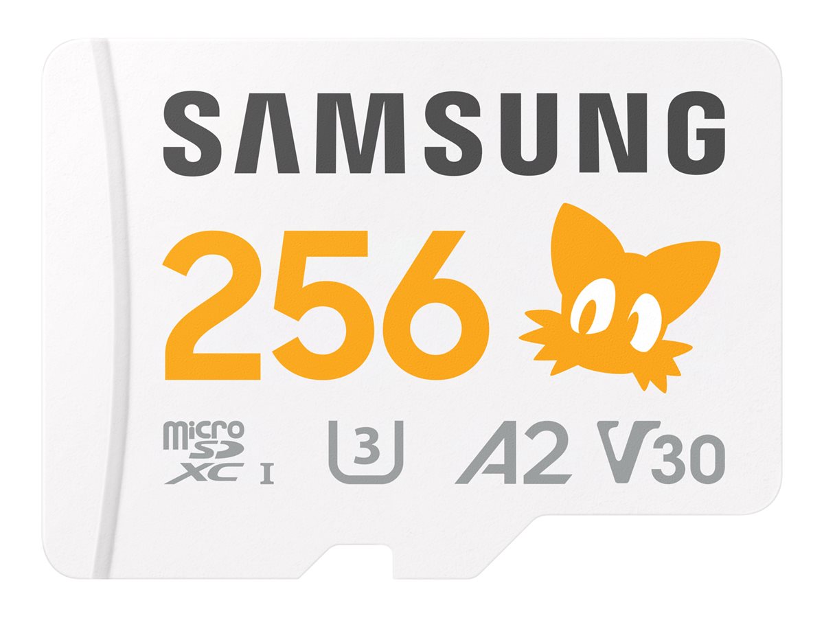 Samsung PRO Plus MB-MD256SA - Sonic the Hedgehog Flash-Speicherkarte (microSDXC-an-SD-Adapter inbegriffen)256 GB - A2 / Video Class V30 / UHS-I U3 - microSDXC UHS-I - weiß