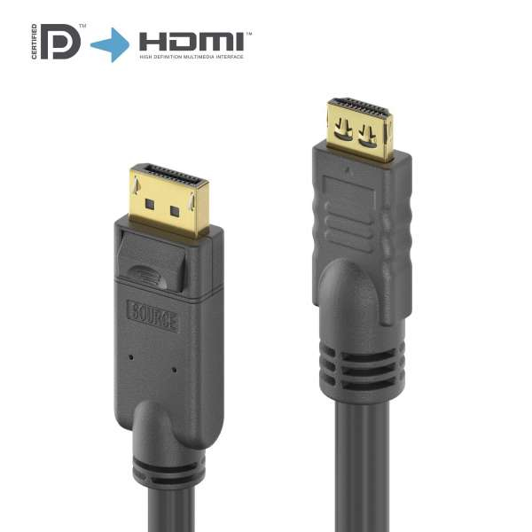 PureLink PureInstall Series - High Speed - AdapterkabelDisplayPort männlich Verriegelung zu HDMI männlich Verriegelung - 10 m - Dreifachisolierung - aktiv - 4K60Hz-Unterstützung