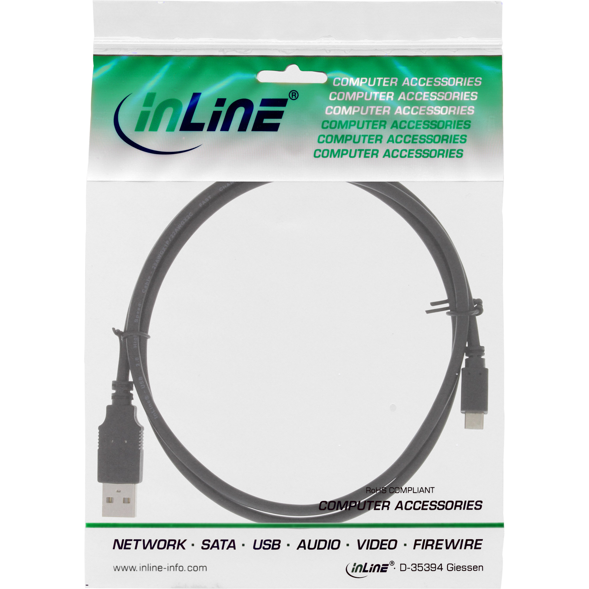 InLine Micro-USB 2.0 Kabel - Schnellladekab. - USB-A ST/Micro-B ST - schwarz - 1,8mUSB 2.0 - 2 A - 1.8 m - robust - Schwarz