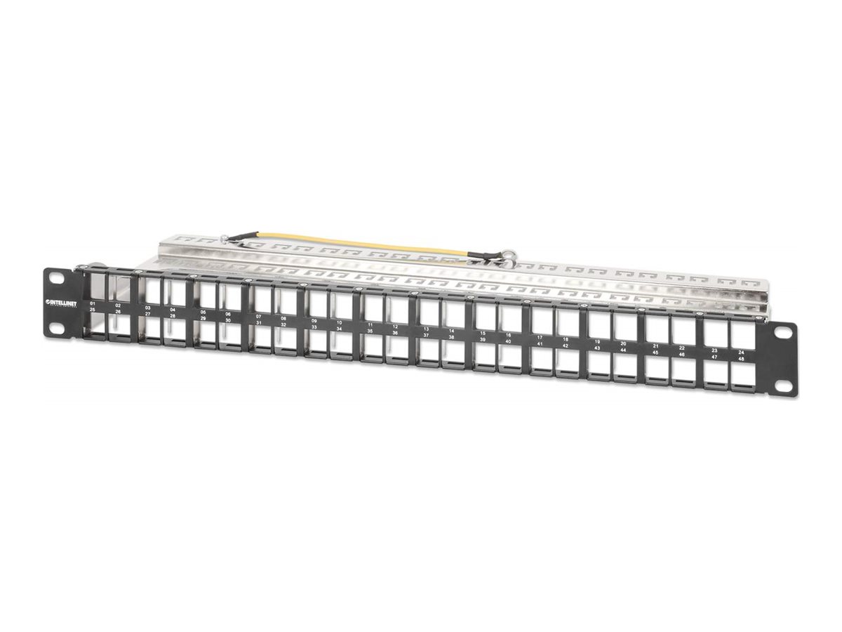 Intellinet Leeres Keystone-Patchpanel - Rack montierbar - abgeschirmt - Schwarz - 1U - 48.3 cm (19")48 Ports