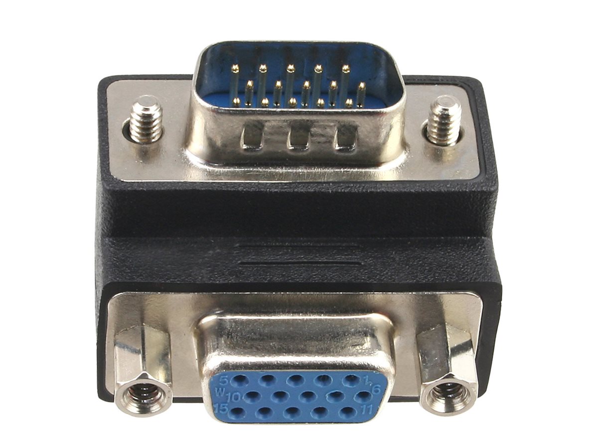InLine VGA Adapter 90° Winkel 15pol Stecker/Buchse(W) - 90° Stecker - Daumenschrauben - Schwarz
