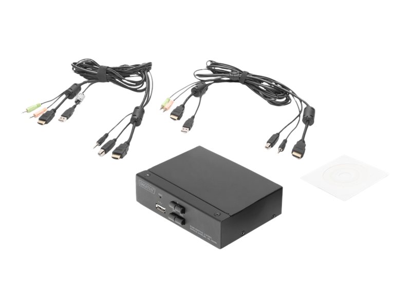 DIGITUS KVM-Switch, 2-Port, Single-Display, 4K, HDMI®x KVM/Audio/USB - 1 lokaler Benutzer - Desktop