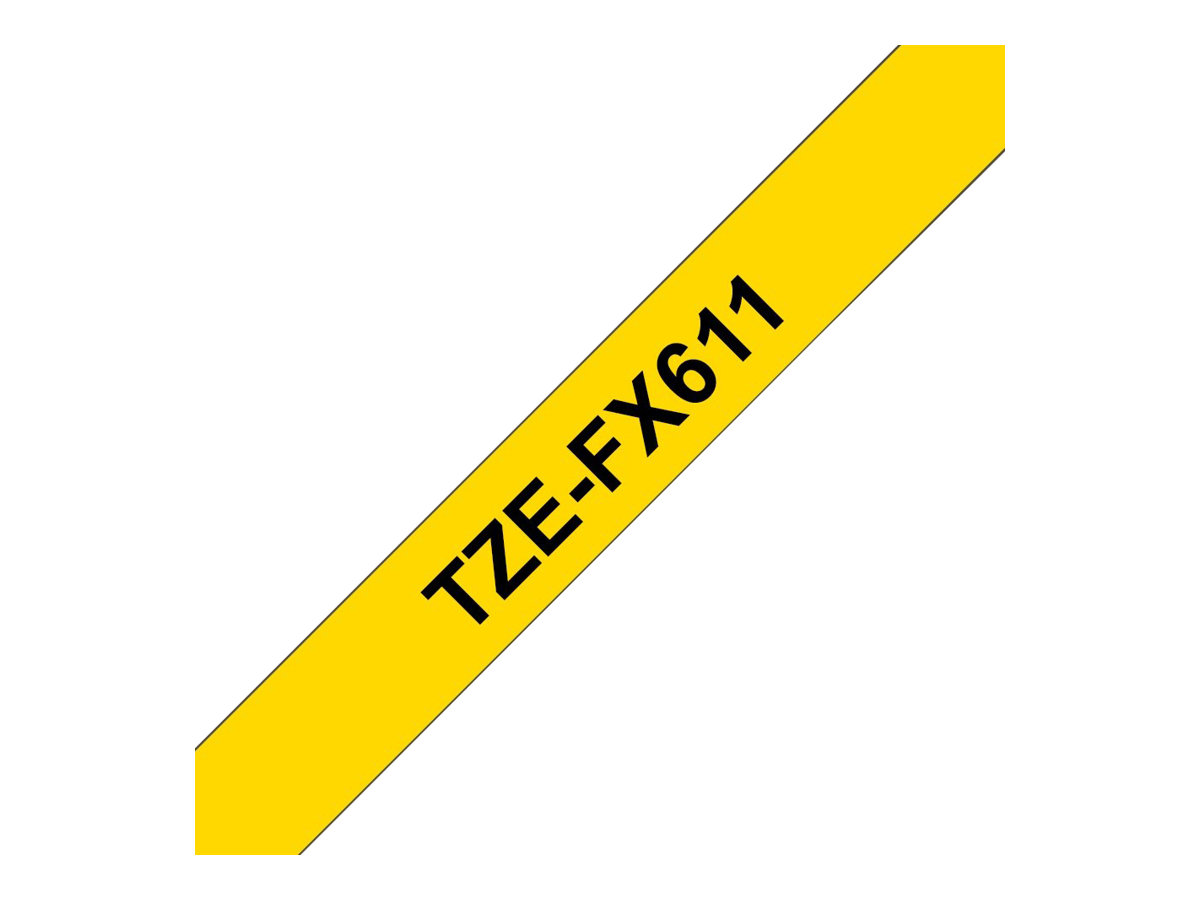 Brother TZe-FX611 - Schwarz auf Gelb - Rolle (0,6 cm x 8 m)1 Kassette(n) Flexitape - für Brother PT-D210 - D600 - H110 - H200; P-Touch PT-1005 - E550 - H107; P-Touch Cube Plus PT-P710