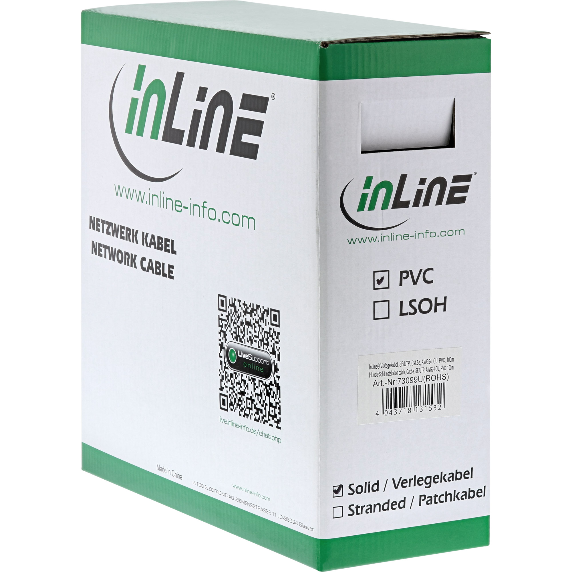 InLine Verlegekabel - SF/UTP - Cat.5e - AWG24 CU - halogenfrei - 300mhalogenfrei - robust
