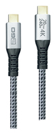 2GO 797514, 1,2 m, USB C, USB C, USB 3.2 Gen 2x2, 20 Gbit/s, Schwarz, Silber