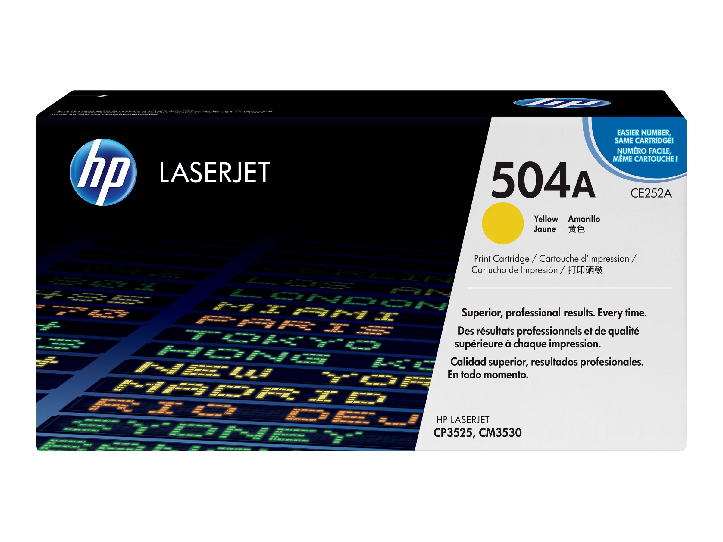HP 504A - Gelb - original - LaserJet - Tonerpatrone (CE252A)für Color LaserJet CM3530 MFP - CM3530fs MFP - CP3525 - CP3525dn - CP3525n - CP3525x