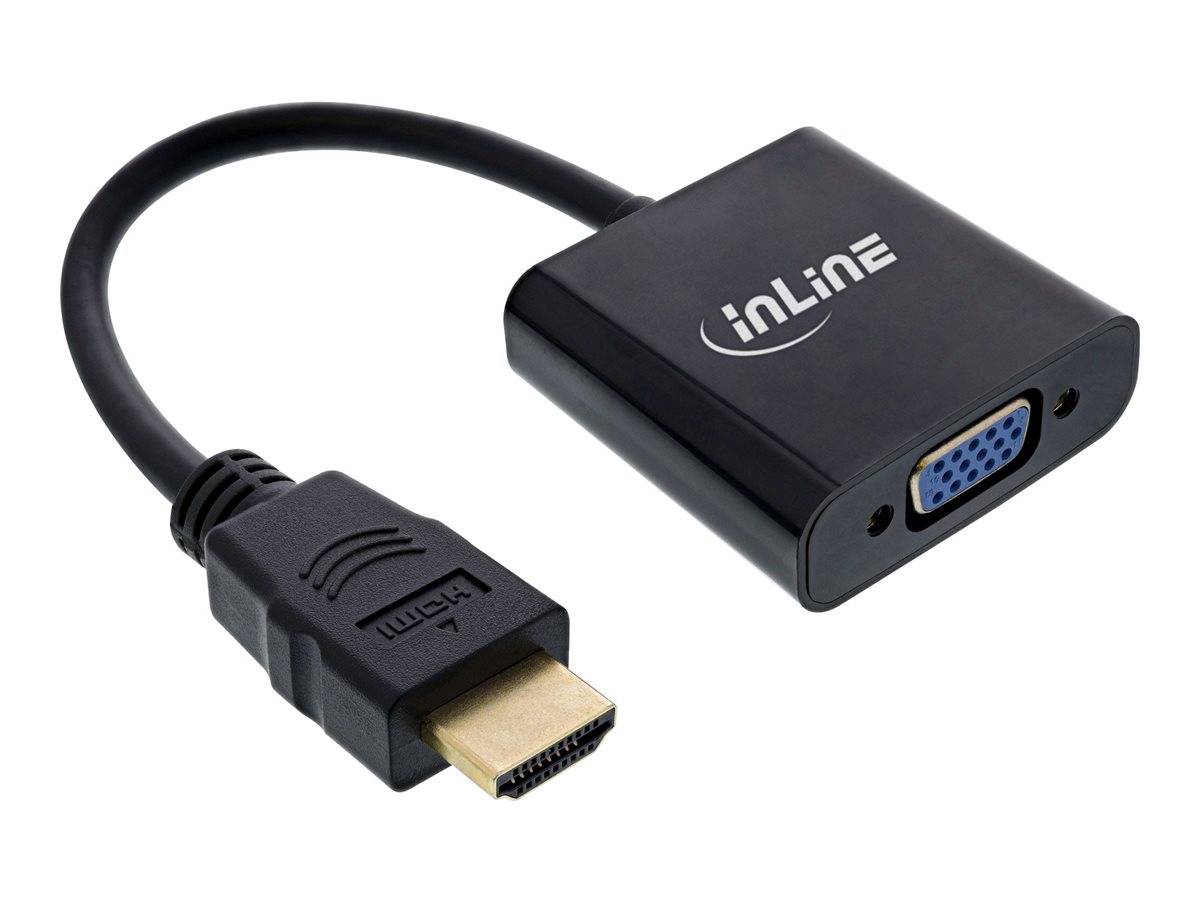 InLine Konverter Kabel HDMI zu VGA - mit Audiomini-phone stereo 3.5 mm - Micro-USB Typ B weiblich - 10 cm - Schwarz - 1080p-Unterstützung - 1920 x 1080 bei 60 Hz Unterstützung