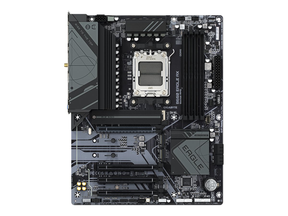 Gigabyte B650 EAGLE AX - Motherboard - ATX - Socket AM5 - AMD B650 Chipsatz - USB-C 3.2 Gen 1, USB 3.2 Gen 2, USB 3.2 Gen 1 - Gigabit LAN - Onboard-Grafik (CPU erforderlich)HD Audio (8-Kanal)