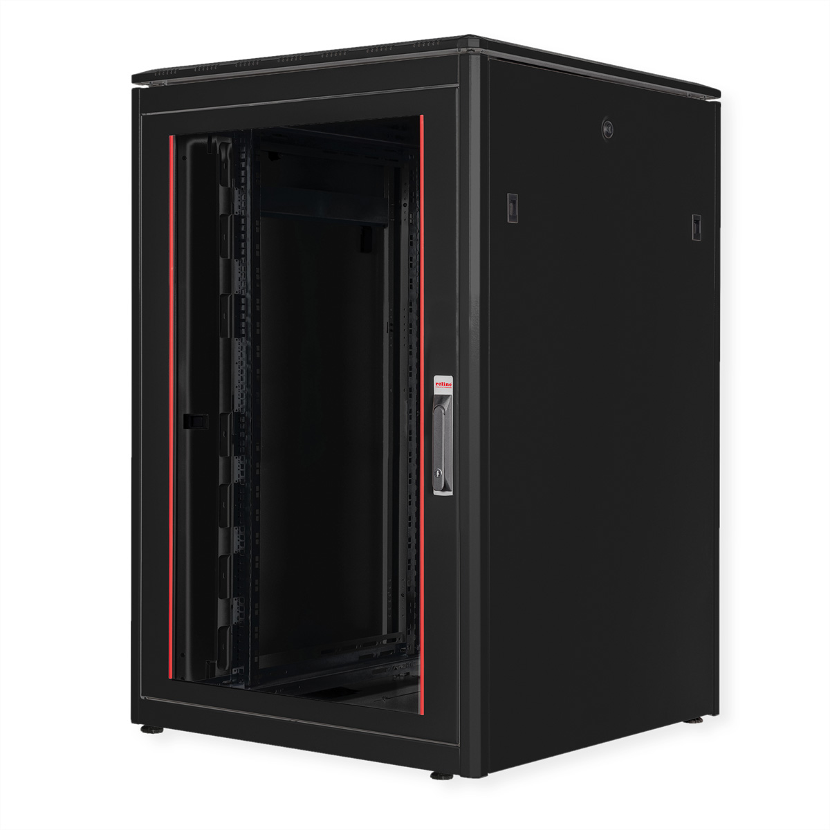 ROLINE Pro - Schrank Netzwerkschrank - mit Glastür, 800 x 800 mm (B x T)RAL 9005 - Jet Black - 22U - 48.3 cm (19")