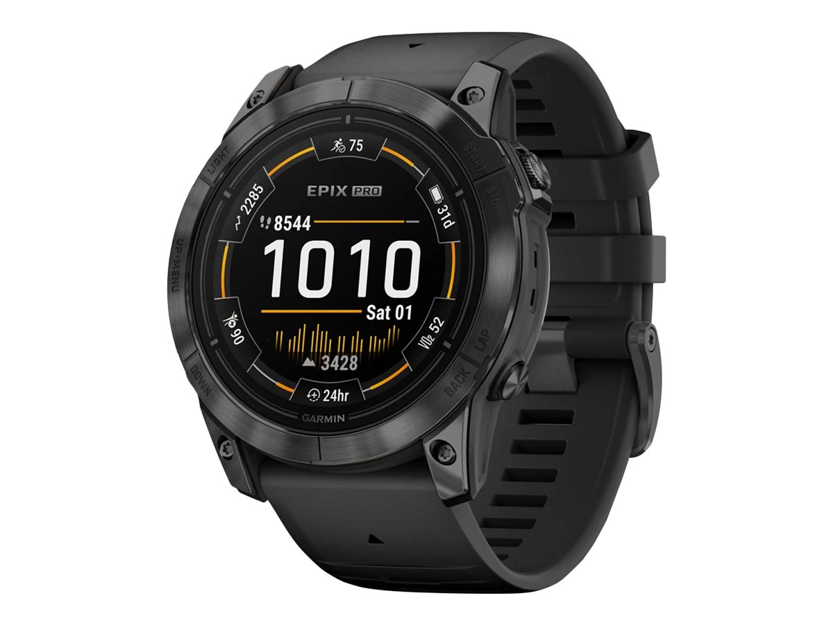 Garmin epix Pro - Standard Edition - 51 mm - faserverstärktes Polymer in Slate Gray - intelligente Uhr mit Band - Silikon - schwarz - Handgelenkgröße: 127-210 mm - Anzeige 3.556 cm (1.4")